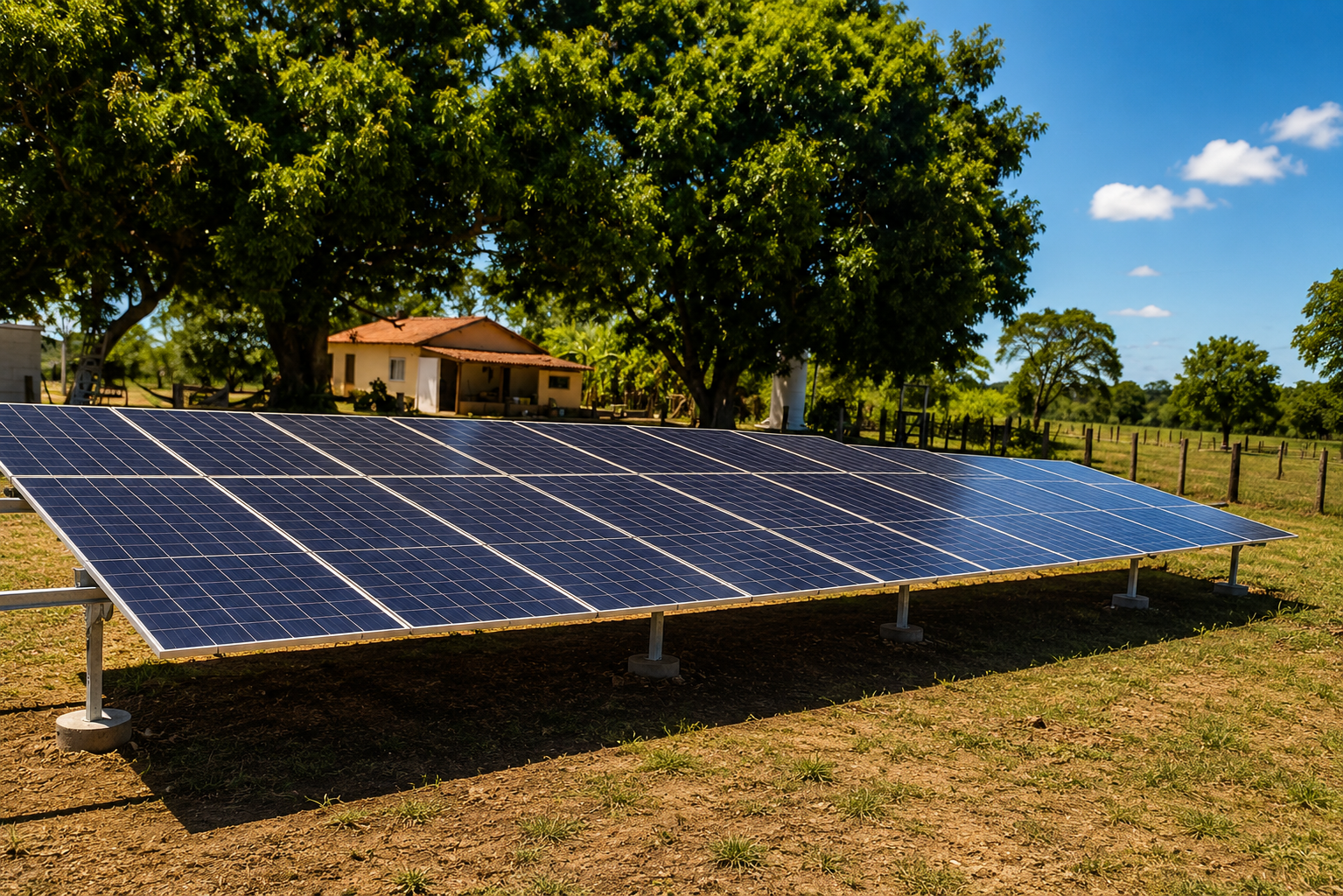 Usina solar de solo em propriedade rural